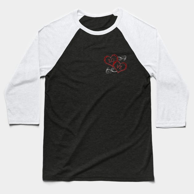(Pocket) Love Hearts Baseball T-Shirt by Stupid Coffee Designs